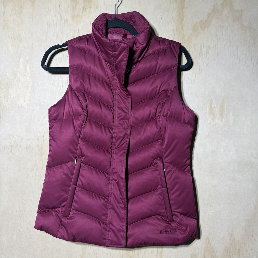 Eddie‎ Bauer Goose Down Puffer Vest Women's Small Pink 550 Fill Quilted Zip